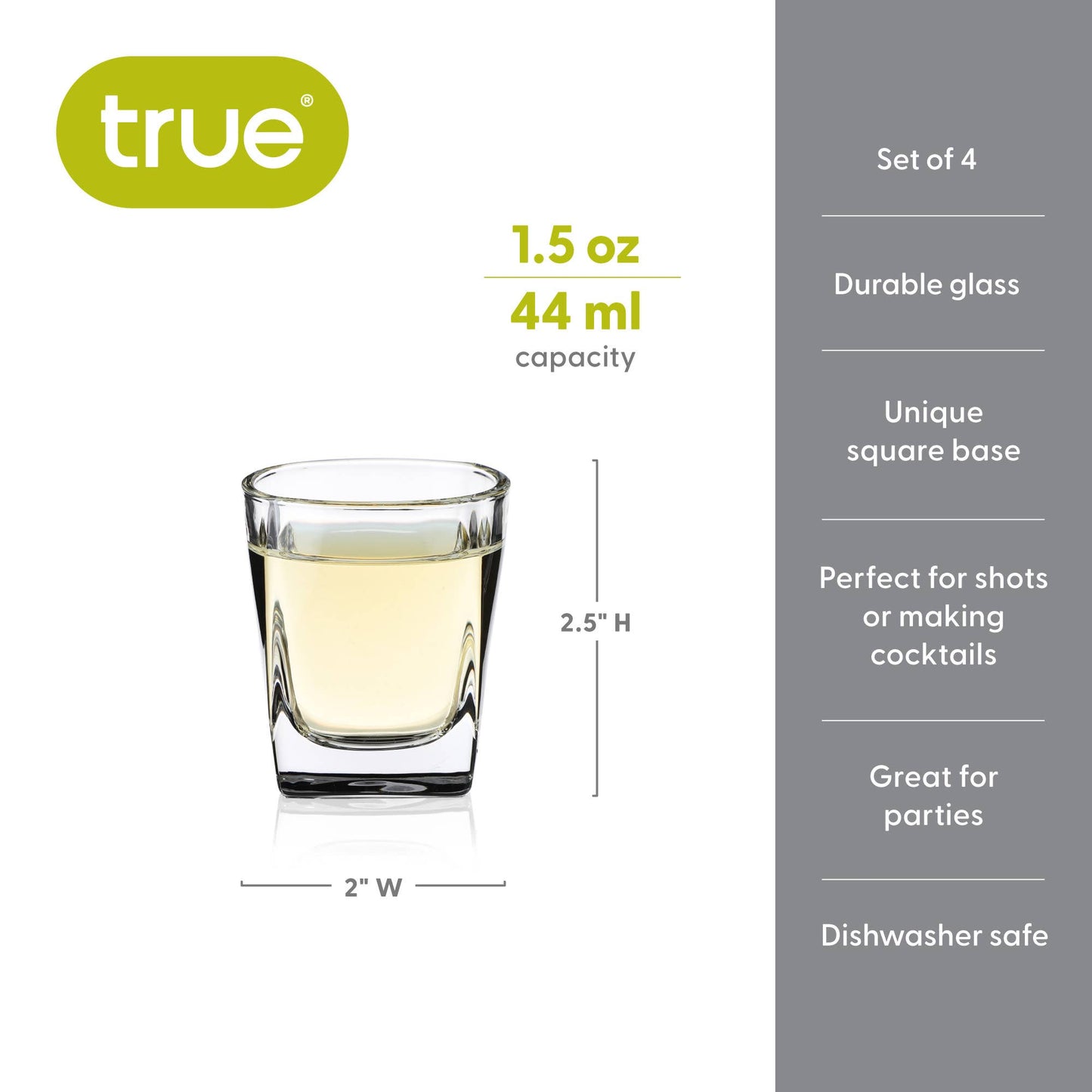 Square Shot Glass - TRUE - Set of 4