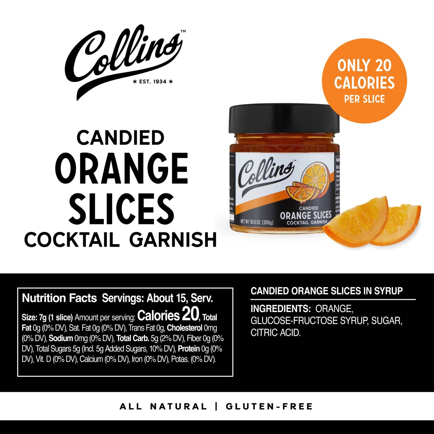 Candied Orange Slices in Syrup - Collins - 10.6 oz