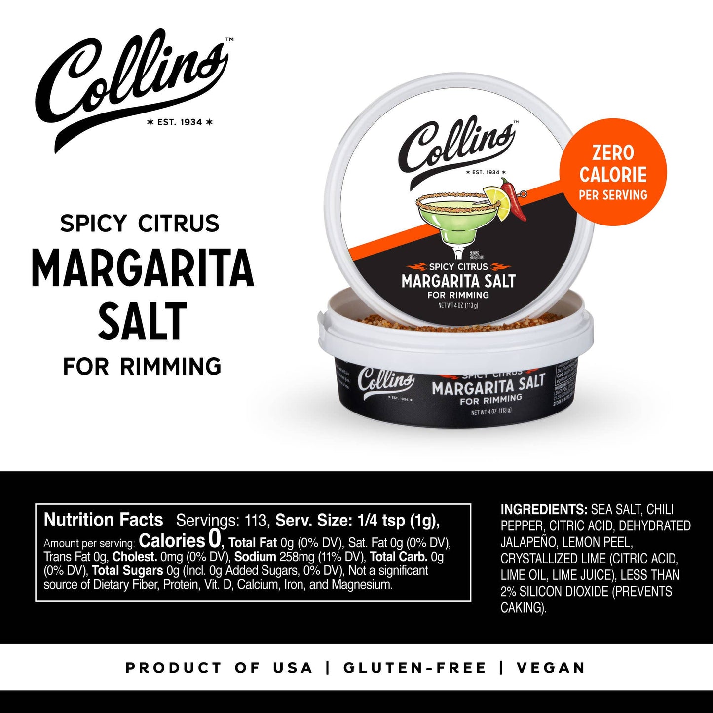 Spicy Citrus Glass Rimming Margarita Sea Salt - Collins - 4 oz