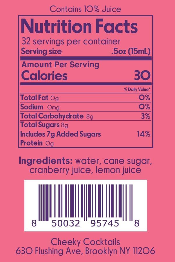 Cranberry Syrup - Cheeky Cocktails - 16oz