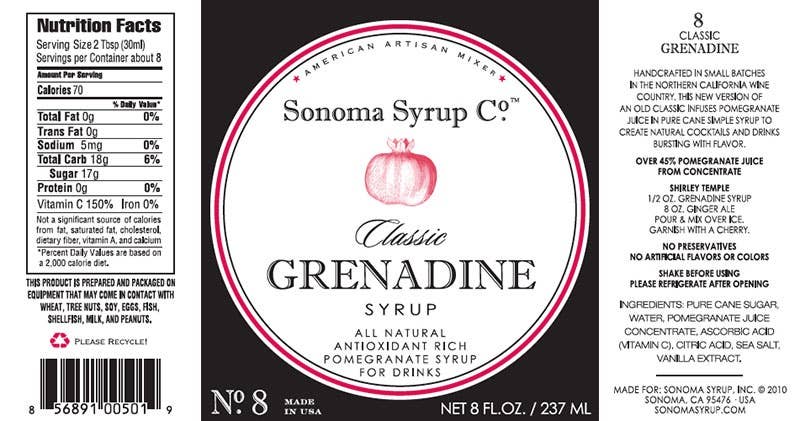 Classic Grenadine - Sonoma Syrup Co. - 8oz