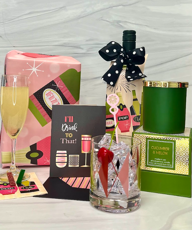 I'll Drink To That Pink Vintage Cocktail Greeting Card - Mod Lounge Paper Company