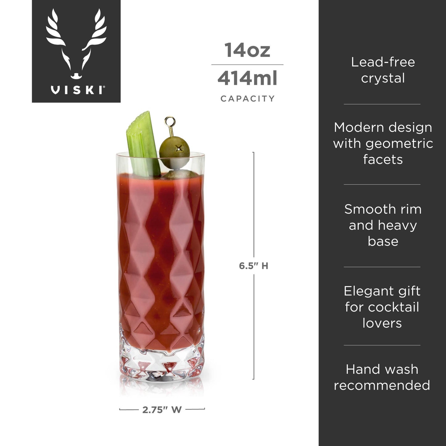 Gem Crystal Highball Tumblers - Viski - Set of 2