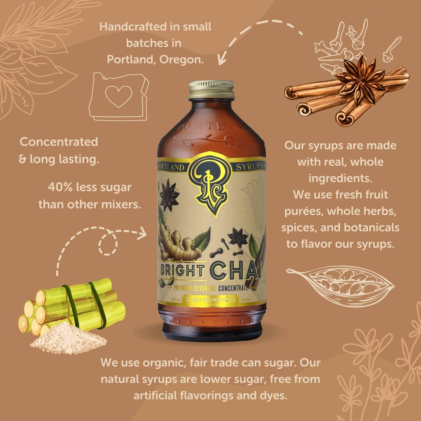Bright Chai Syrup - Portland Syrups - 12oz