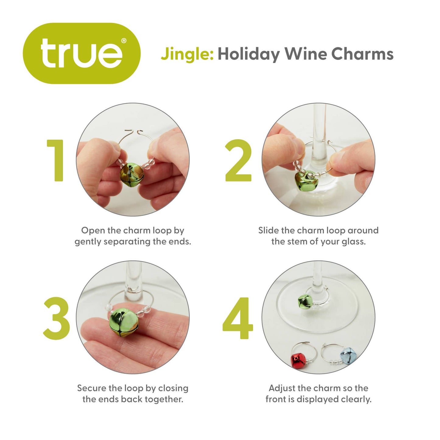 Jingle Holiday Wine Charms - TRUE -Set of 6