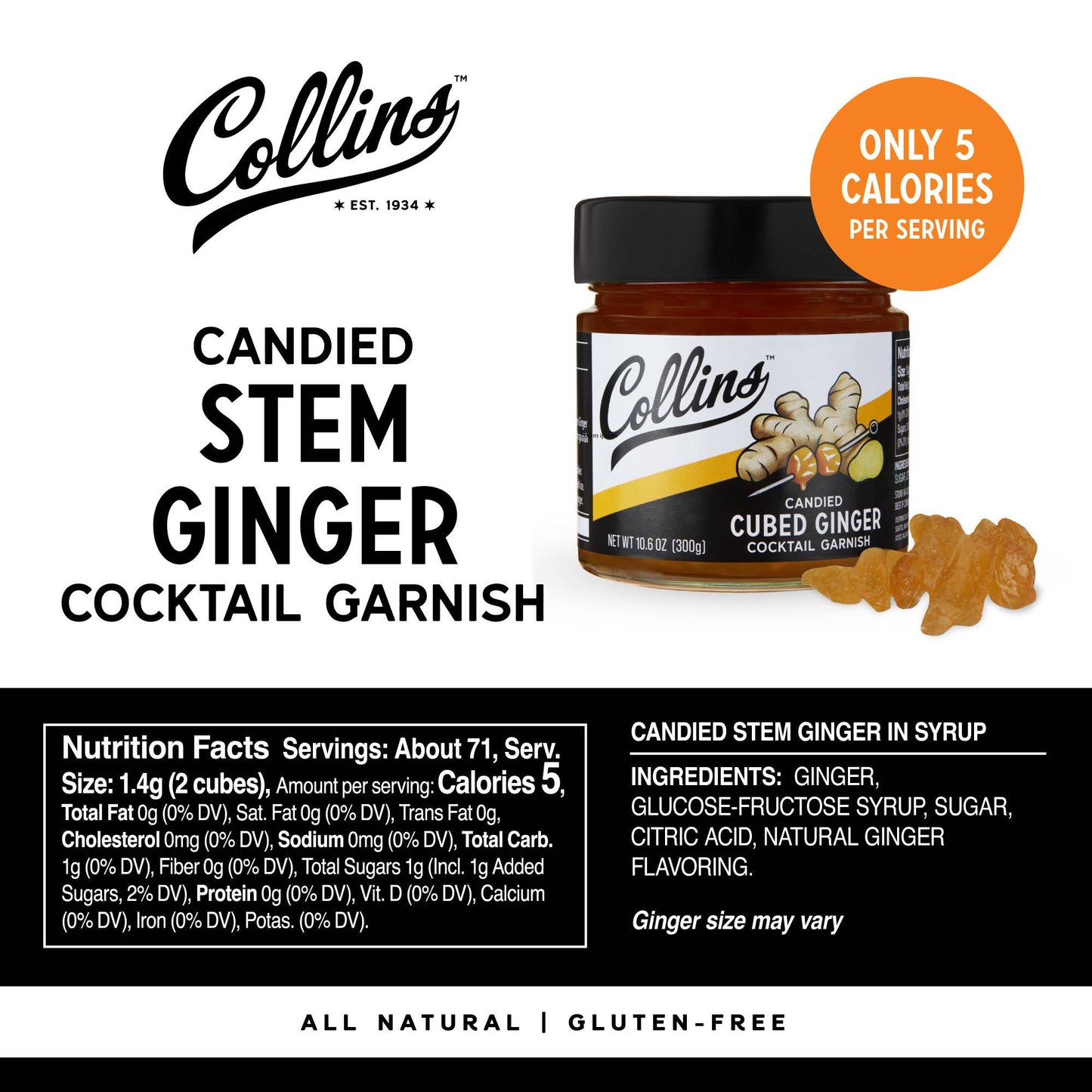Cubed Ginger In Syrup - Collins - 10.6 oz