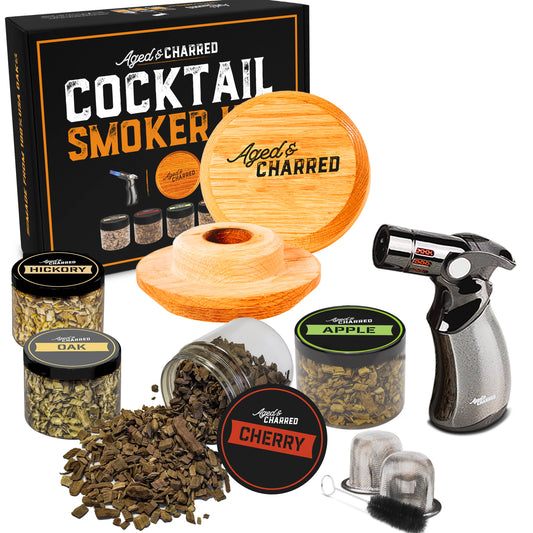 Smoke Lid Kit - A Cocktail Smoker Kit (No Butane) - Aged & Charred