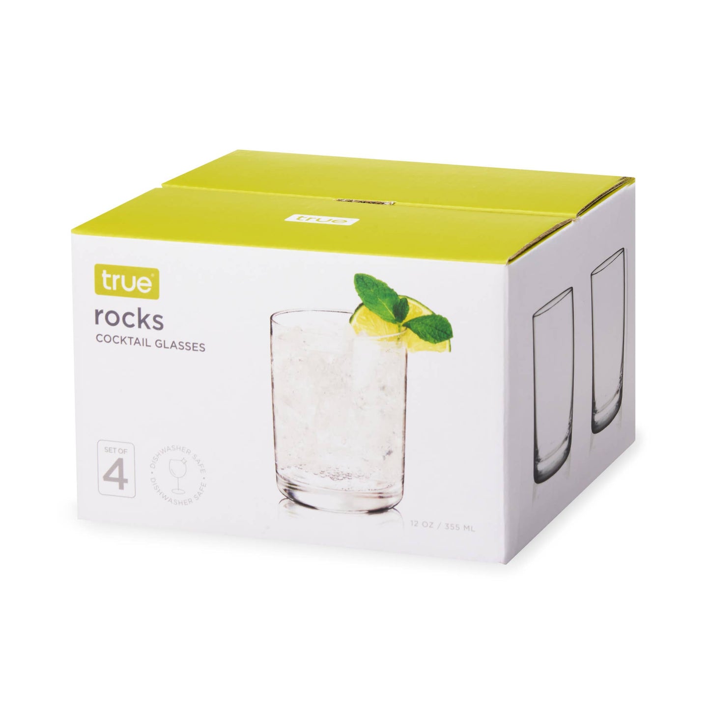 Glass Rocks Cocktail Tumblers with Heavy Bases - TRUE - Set of 4