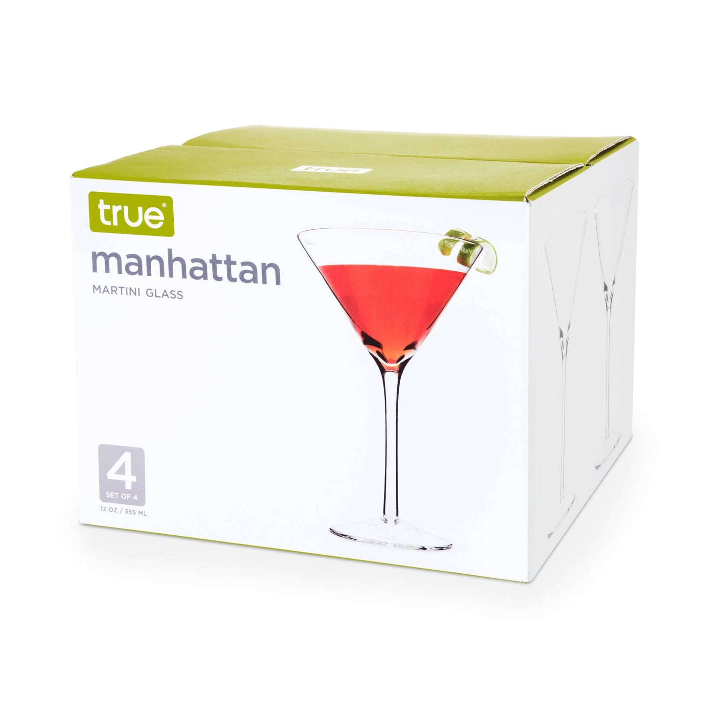 Manhattan Stemmed Glass Martini Cocktail Glasses - TRUE - Set of 4