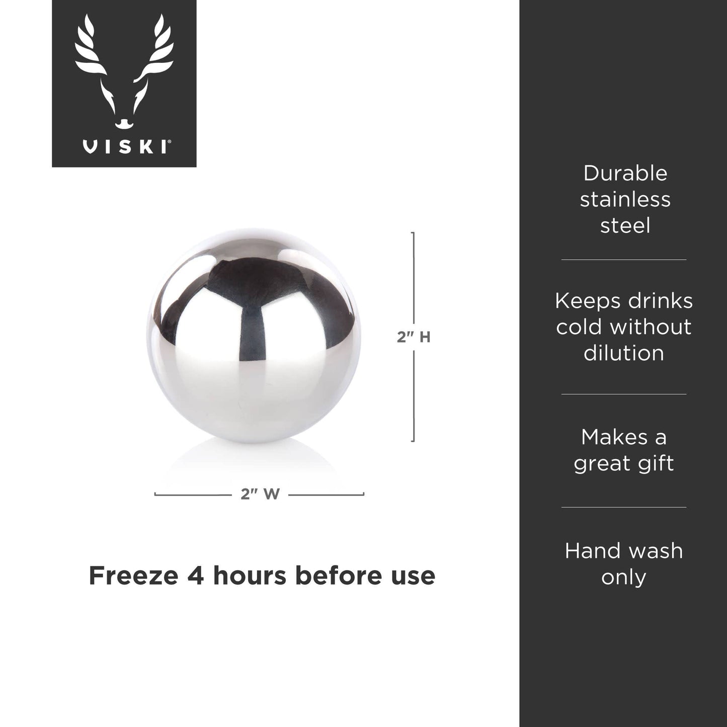 Glacier Rocks® Large Stainless Steel Whiskey Ball - Viski