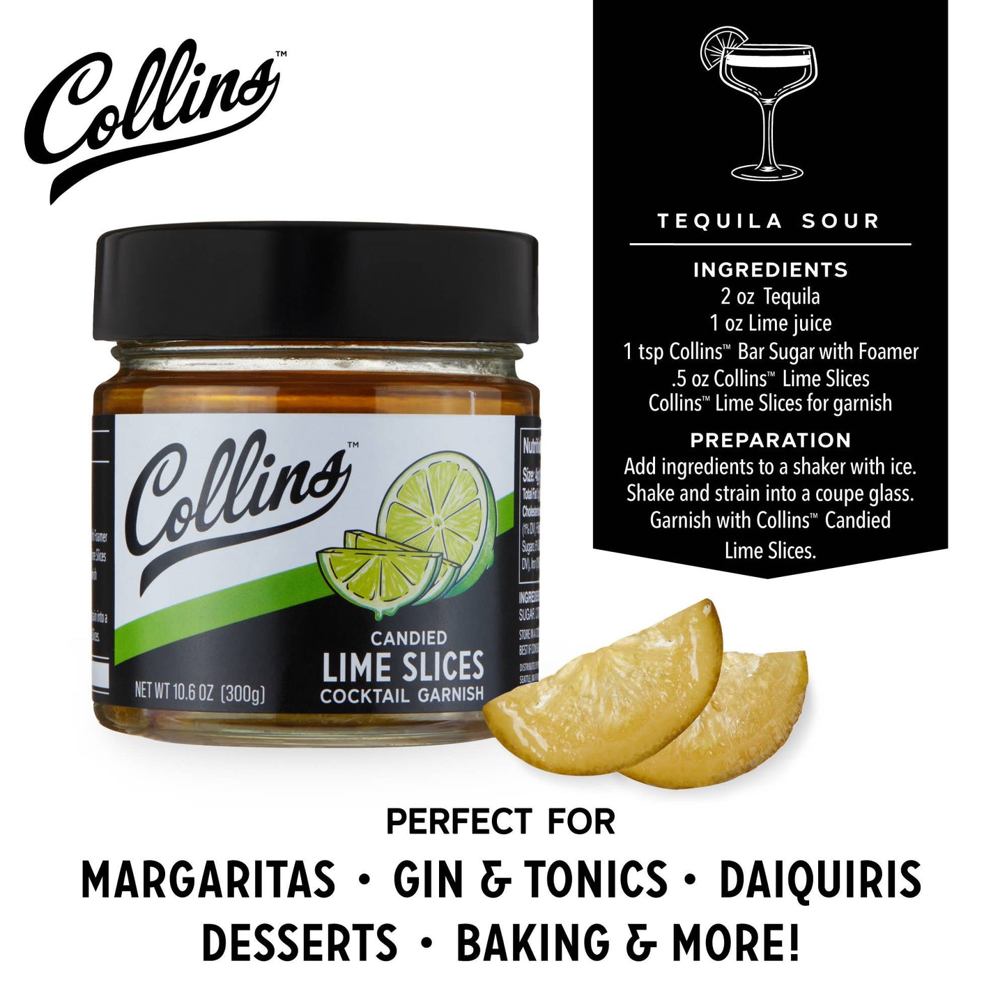 Candied Lime Slices in Syrup - Collins - 10.6 oz