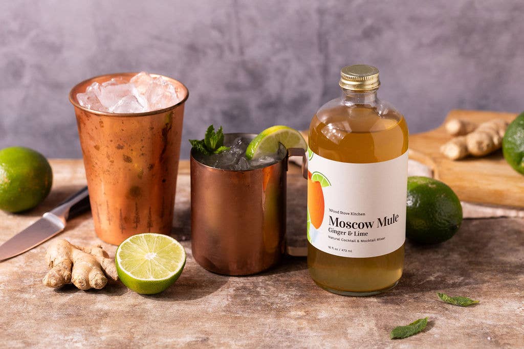 Moscow Mule (Ginger & Lime) Natural Cocktail and Mocktail Mixer - Wodd Stove Kitchen - 16 fl oz