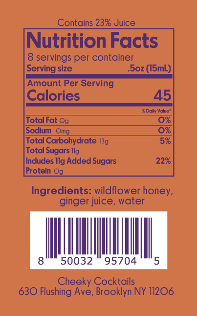 Honey Ginger Syrup - Cheeky Cocktails - 4oz