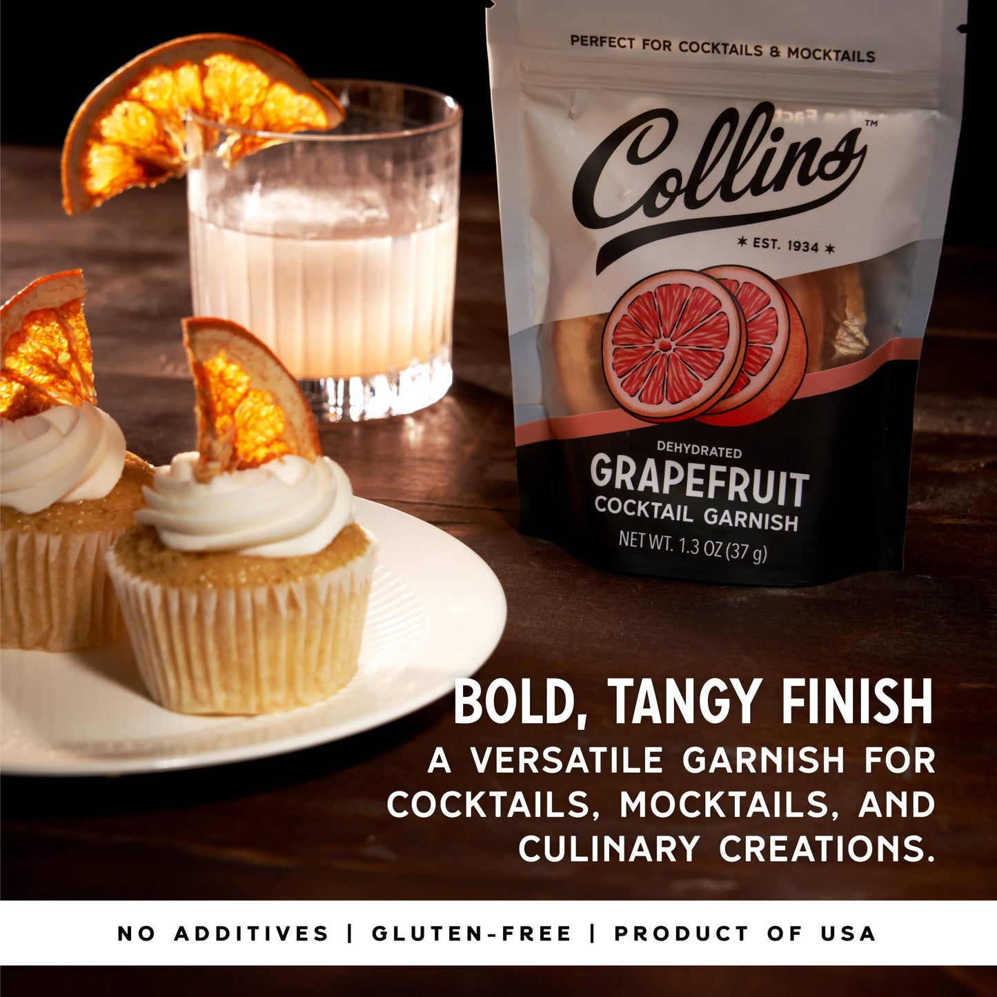 Dehydrated Grapefruit Cocktail Garnish - Collins - 1.3 oz