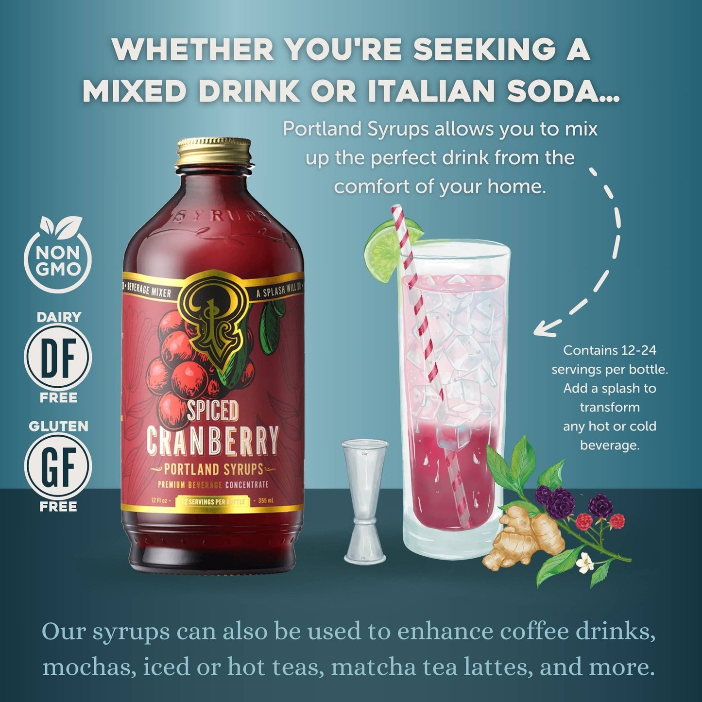 Spiced Cranberry Syrup - Portland Syrups - 12oz