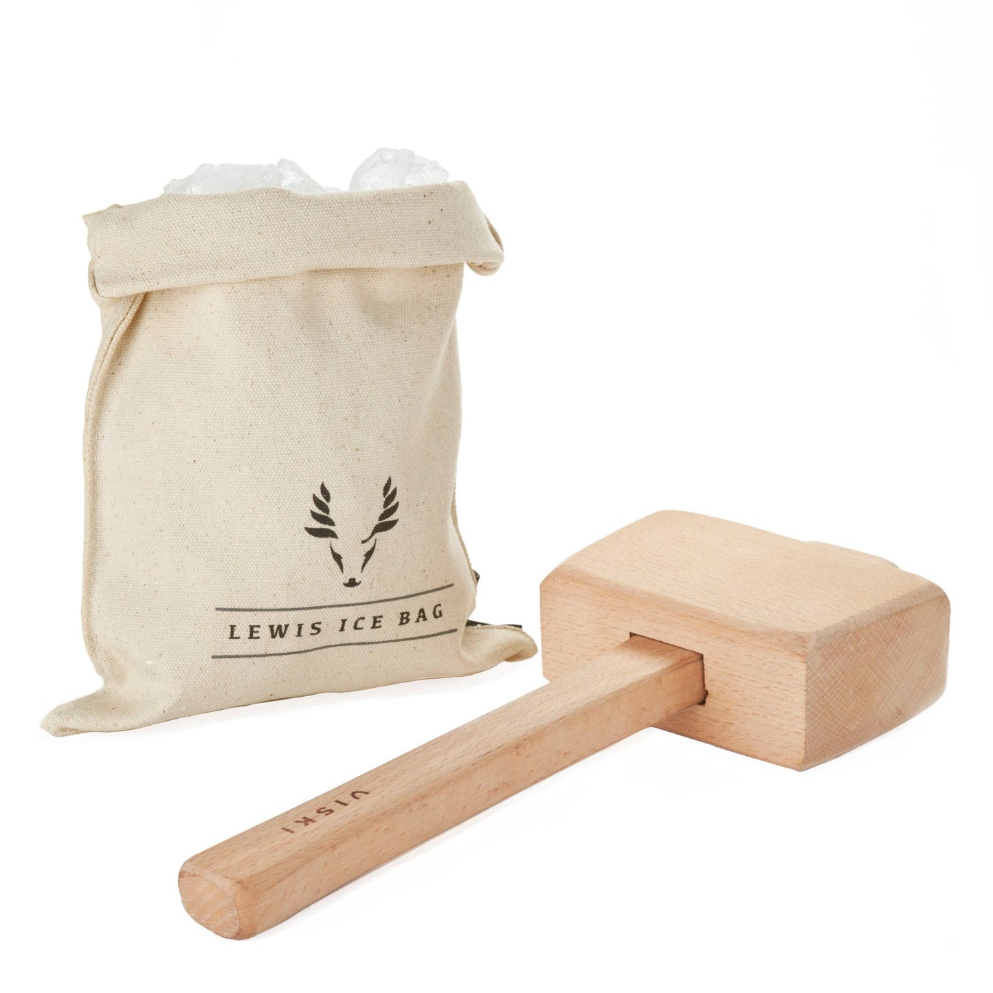 Professional Lewis Canvas Ice Bag and Beechwood Mallet - Viski