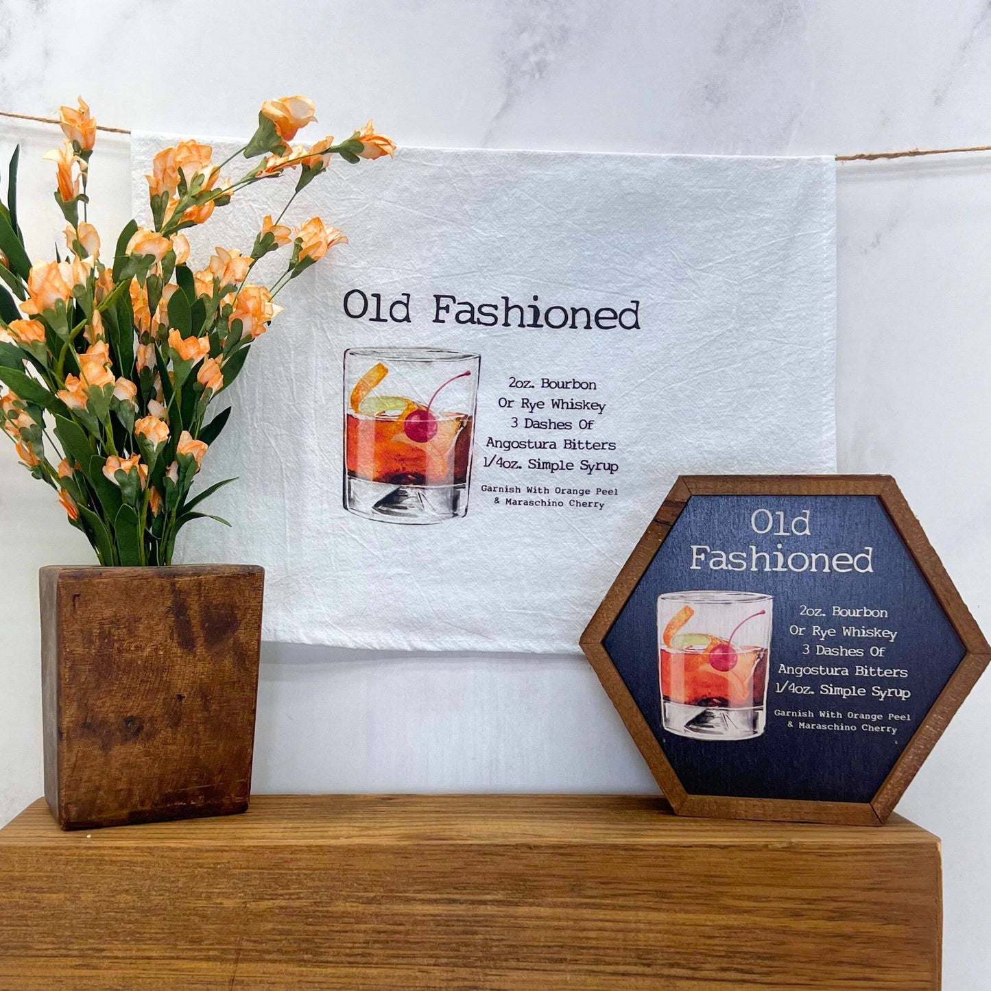 Old Fashioned Cocktail Bar Towel - Driftless Studios