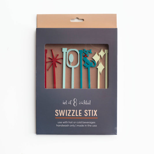 Mid Century Swanky Shapes Beverage Mixing Swizzle Stix - Mod Lounge Paper Company