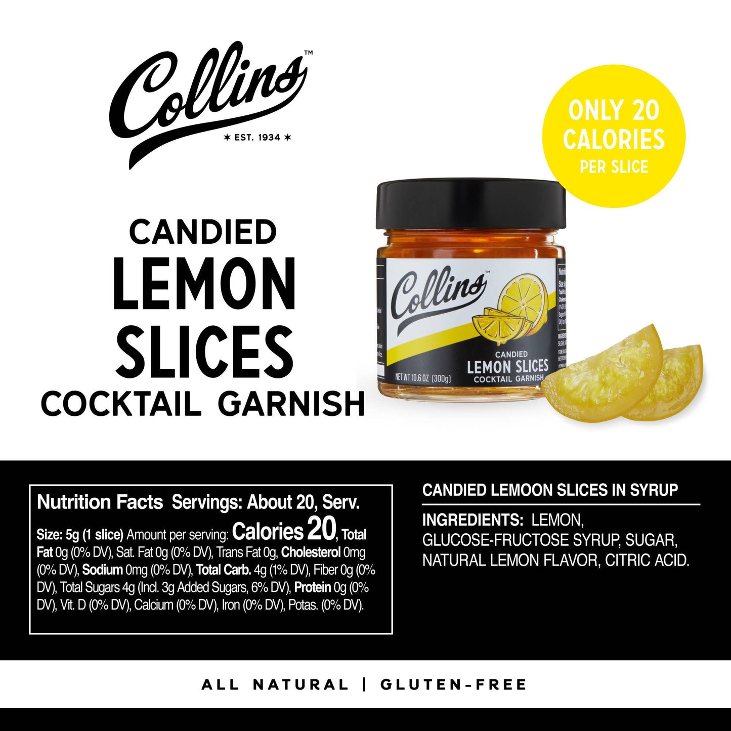 Candied Lemon Slices in Syrup - Collins - 10.6 oz