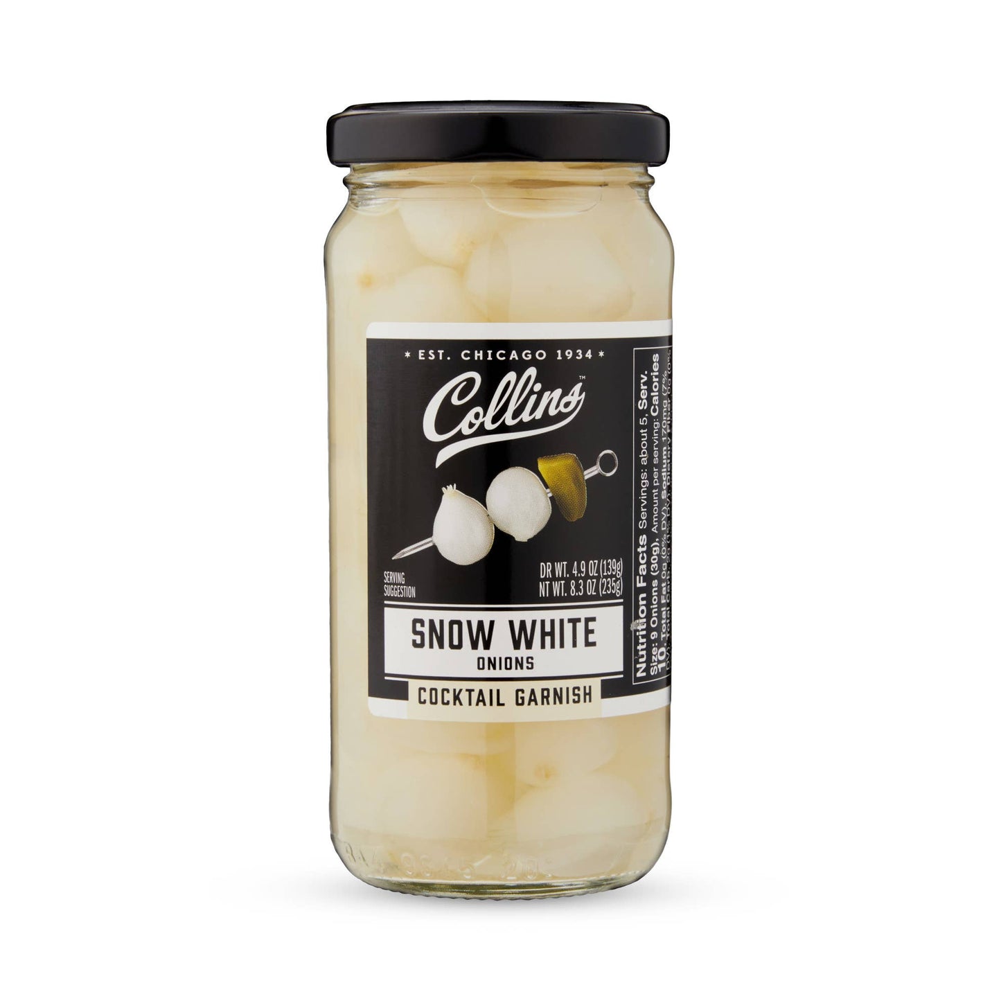Gourmet Pickled Snow White Cocktail Onions - Collins - 8 oz