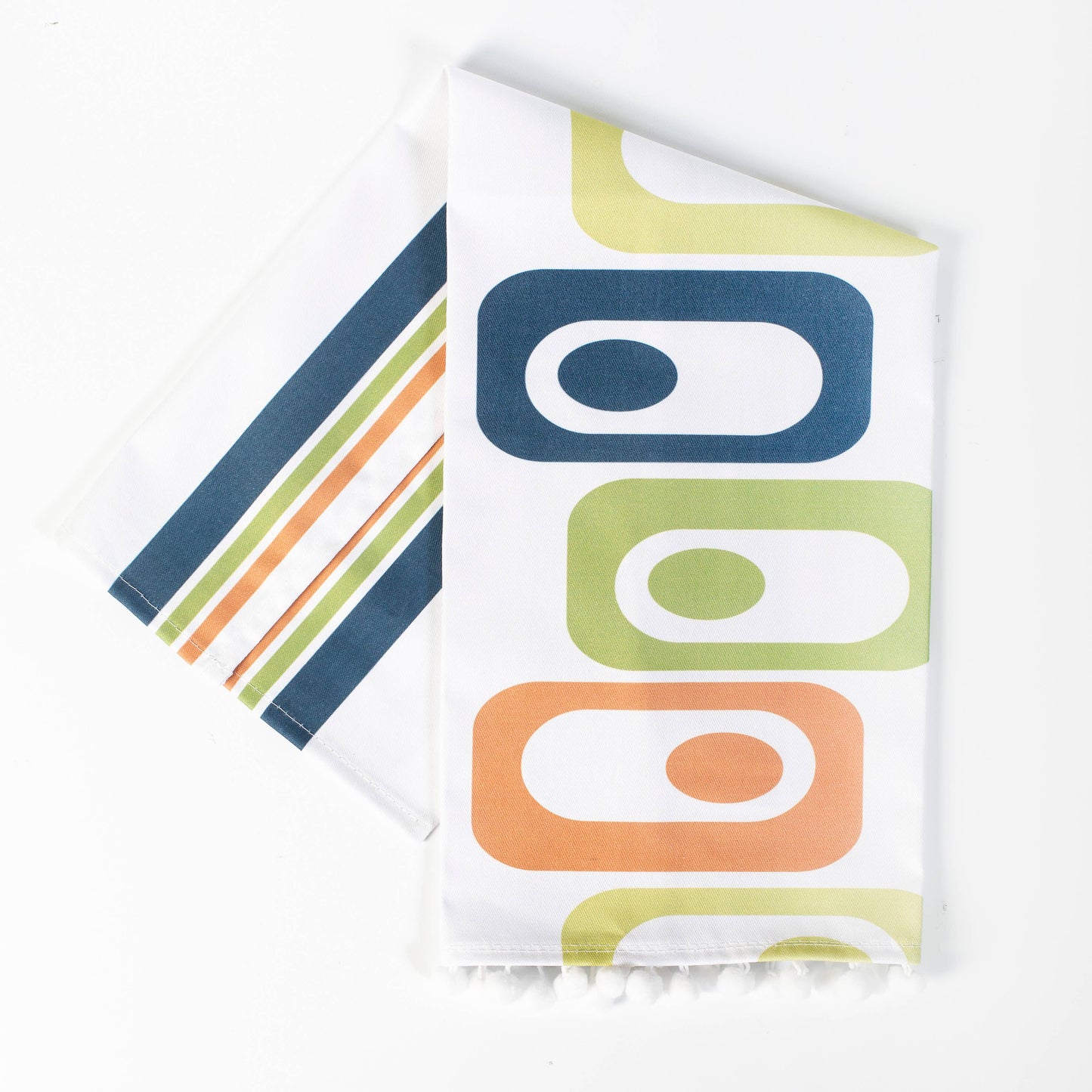 Circle in Squares Mid Century Modern Tea Towel with trim - Mod Lounge Paper Company