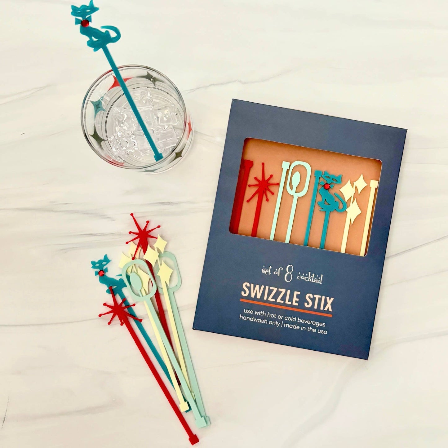 Mid Century Swanky Shapes Beverage Mixing Swizzle Stix - Mod Lounge Paper Company