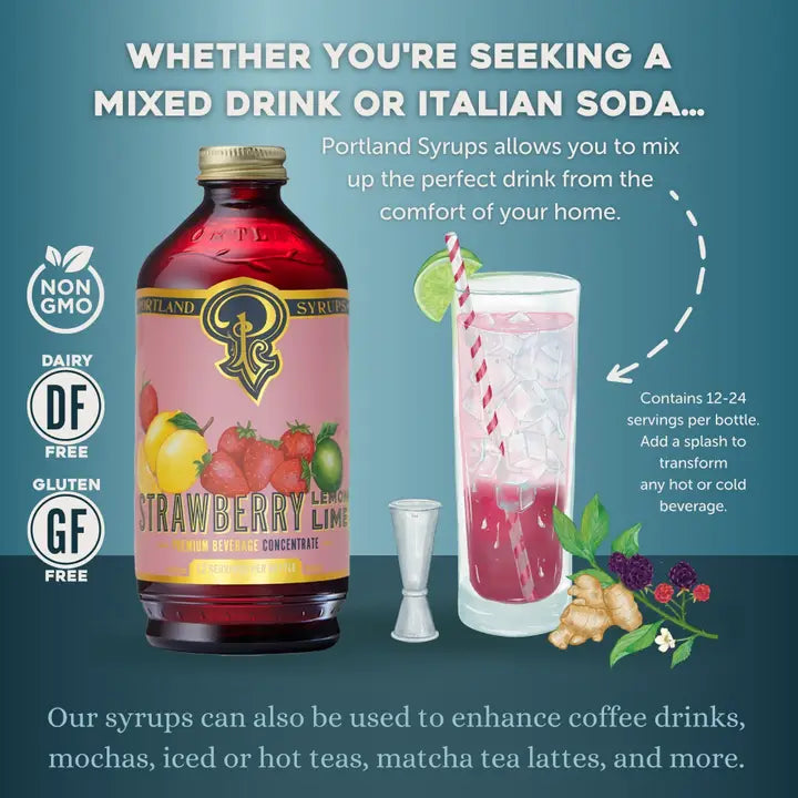 Strawberry Lemon Lime Syrup - Portland Syrups - 12oz