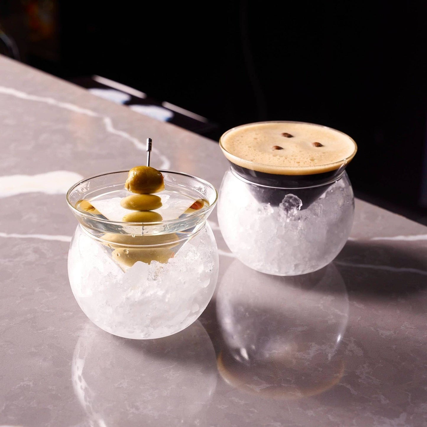 Stemless Martini Glasses with Chiller - Lemonsoda - 7oz