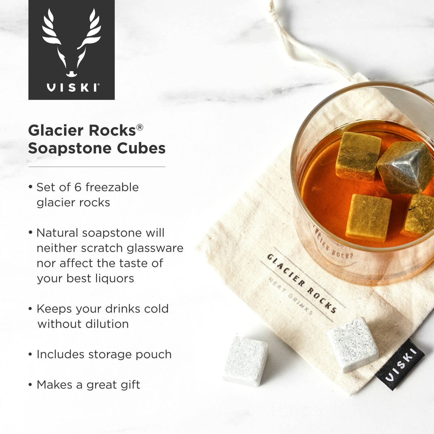 Glacier Rocks® Small Soapstone Whiskey Cubes - Viski - Set of 6