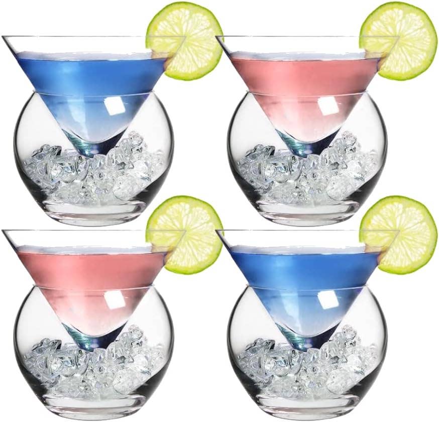 Stemless Martini Glasses with Chiller - Lemonsoda - 7oz