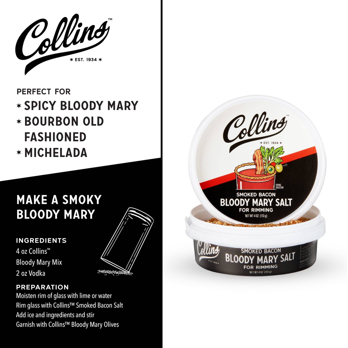 Smoked Bacon Bloody Mary Salt - Collins - 4 oz