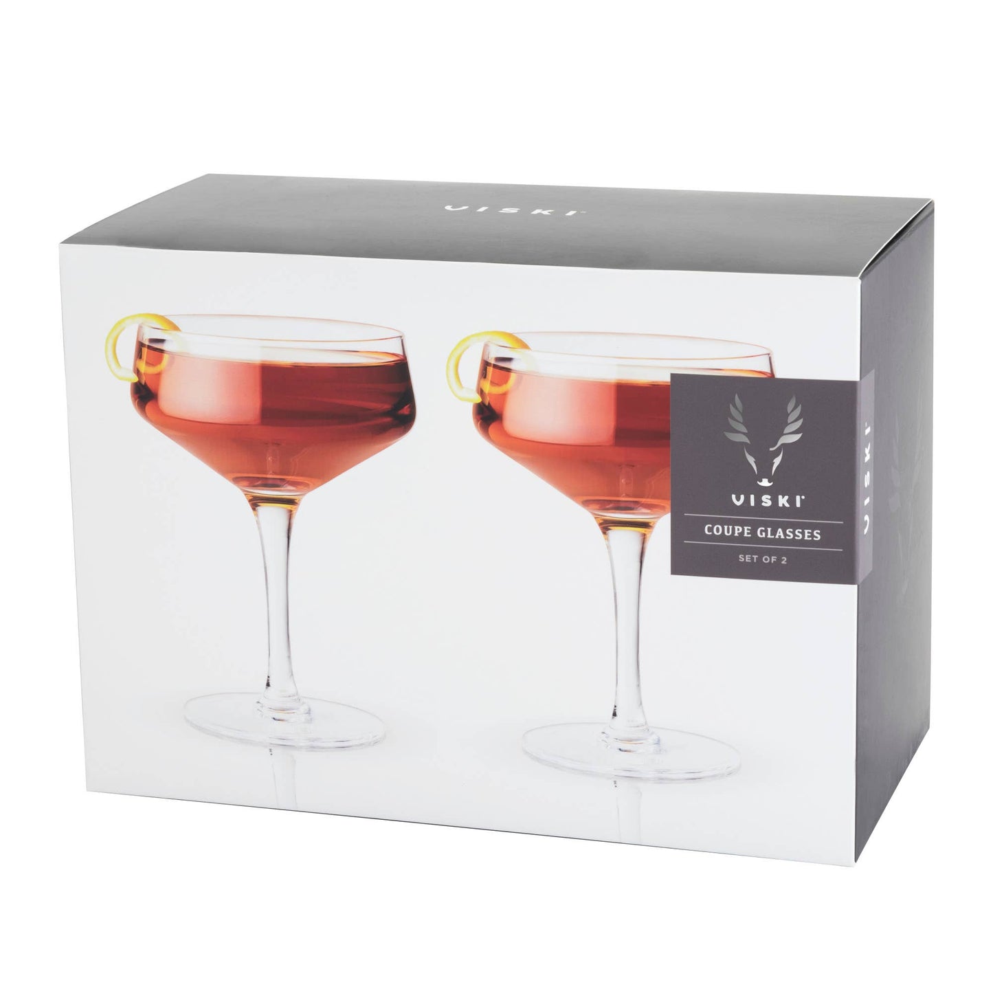 Raye™ Angled Crystal Coupe Glasses - Viski -Set of 2