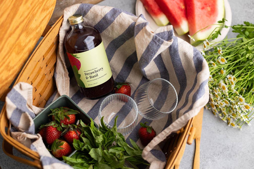 Strawberry & Basil Cocktail and Mocktail Mixer - Wood Stove Kitchen - 16 oz