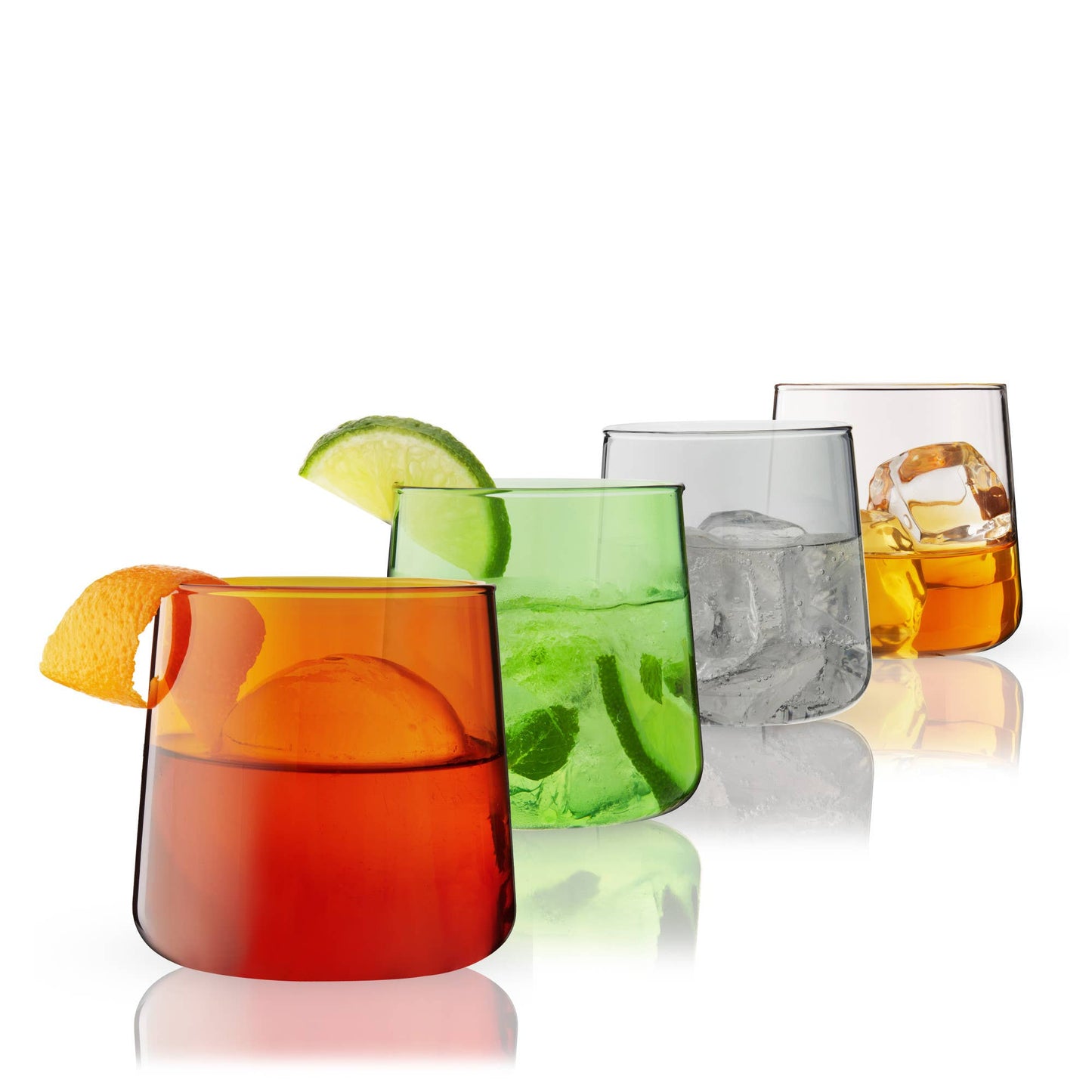 Aurora Colored Glass Cocktail Tumblers - Viski - Set of 4