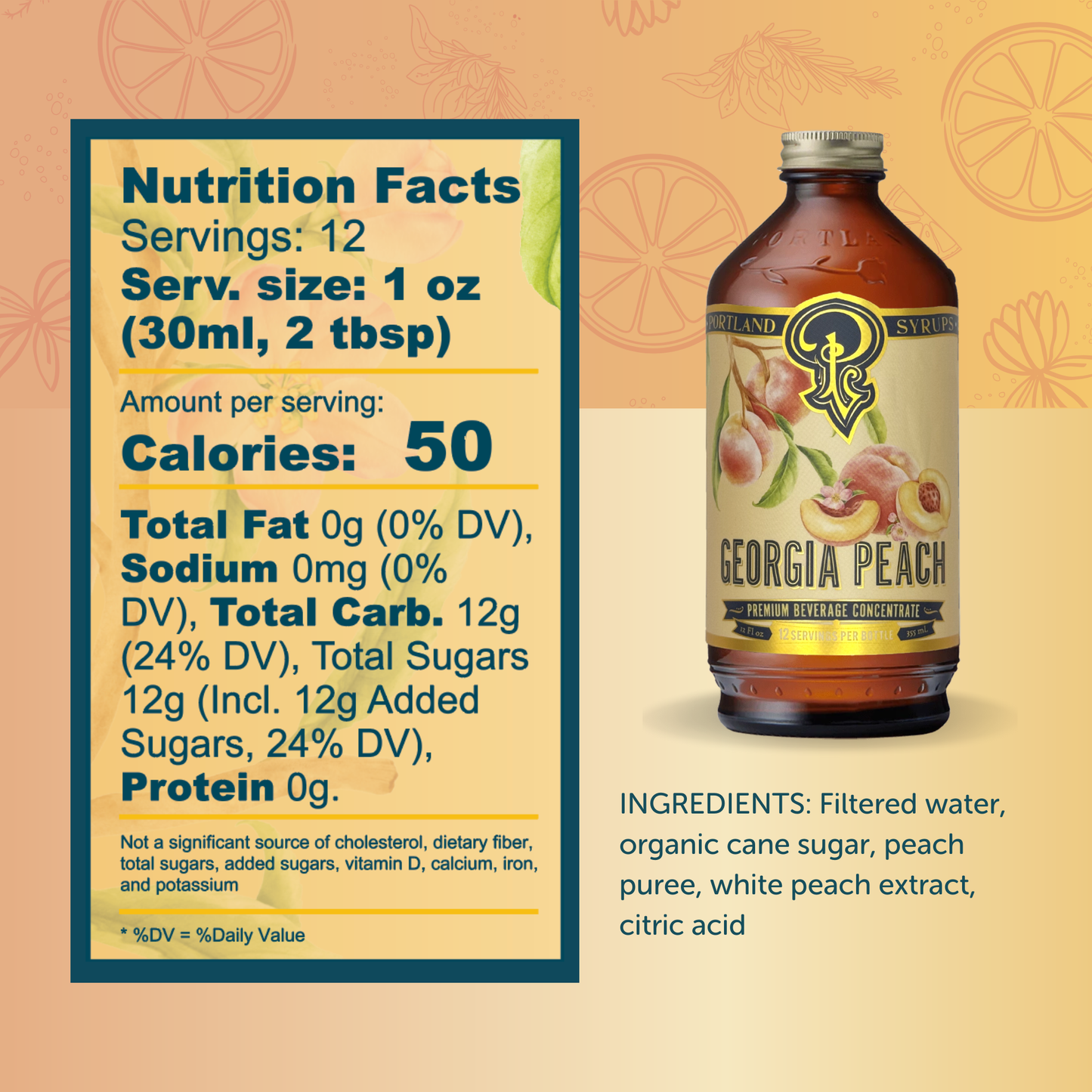 Georgia Peach Syrup - Portland Syrups - 12oz