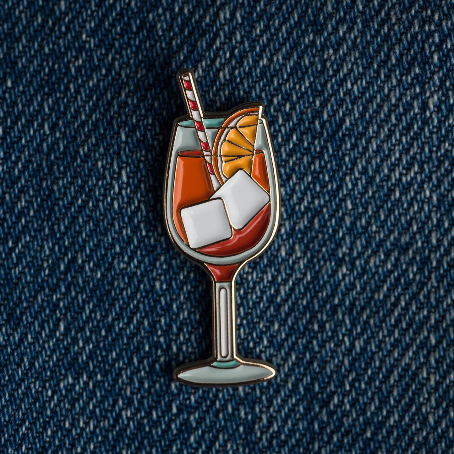 Tiny Enamel Aperol Spritz Cocktail Lapel Pin - Love & Victory