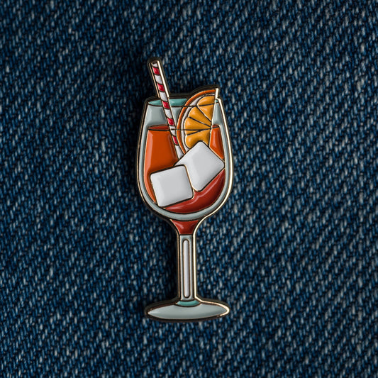 Tiny Enamel Aperol Spritz Cocktail Lapel Pin - Love & Victory