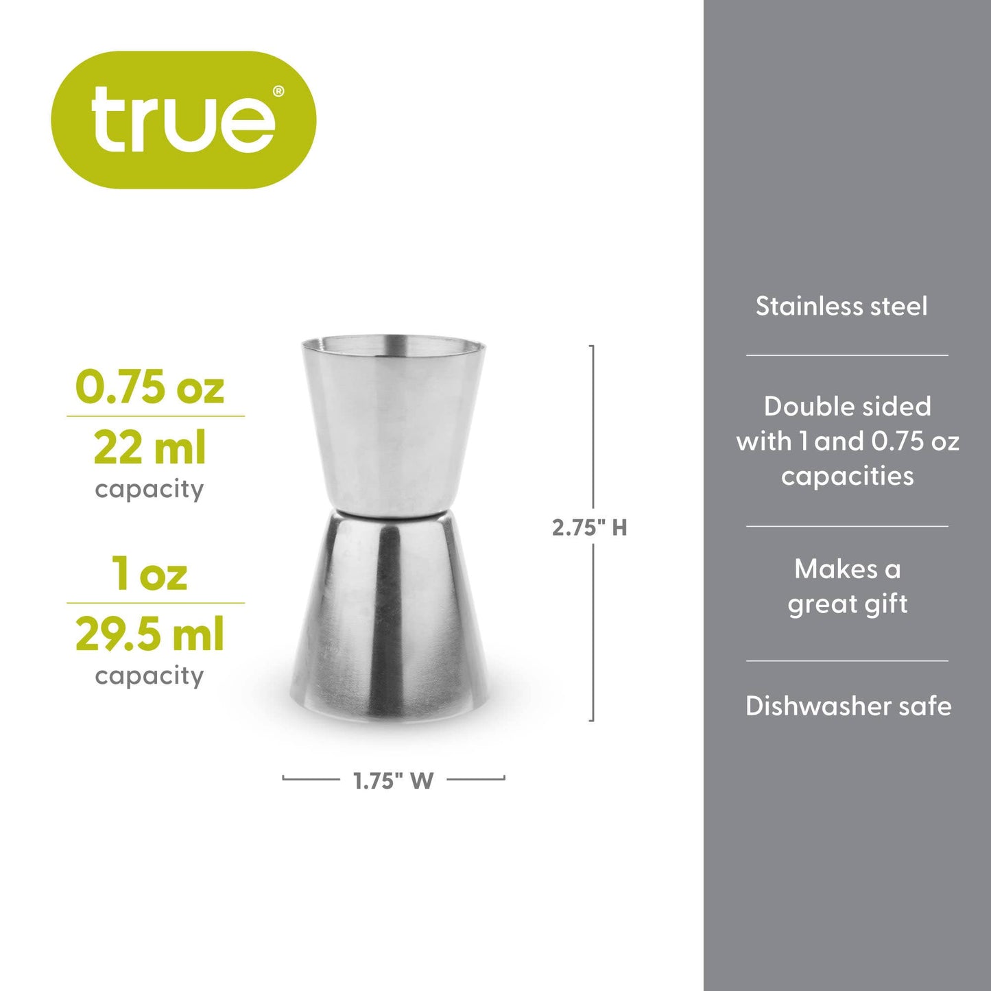 Stainless Steel Double Jigger - TRUE