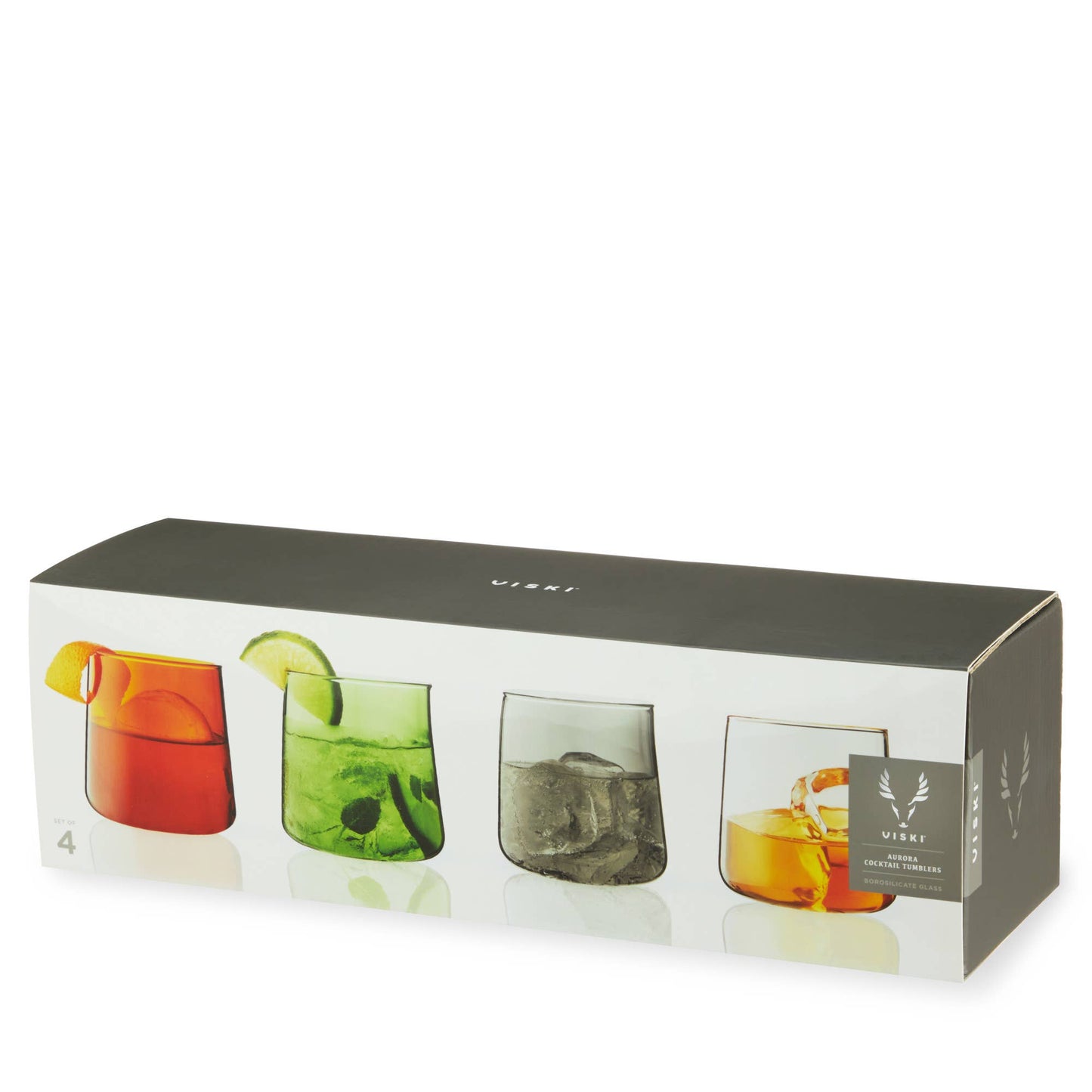 Aurora Colored Glass Cocktail Tumblers - Viski - Set of 4