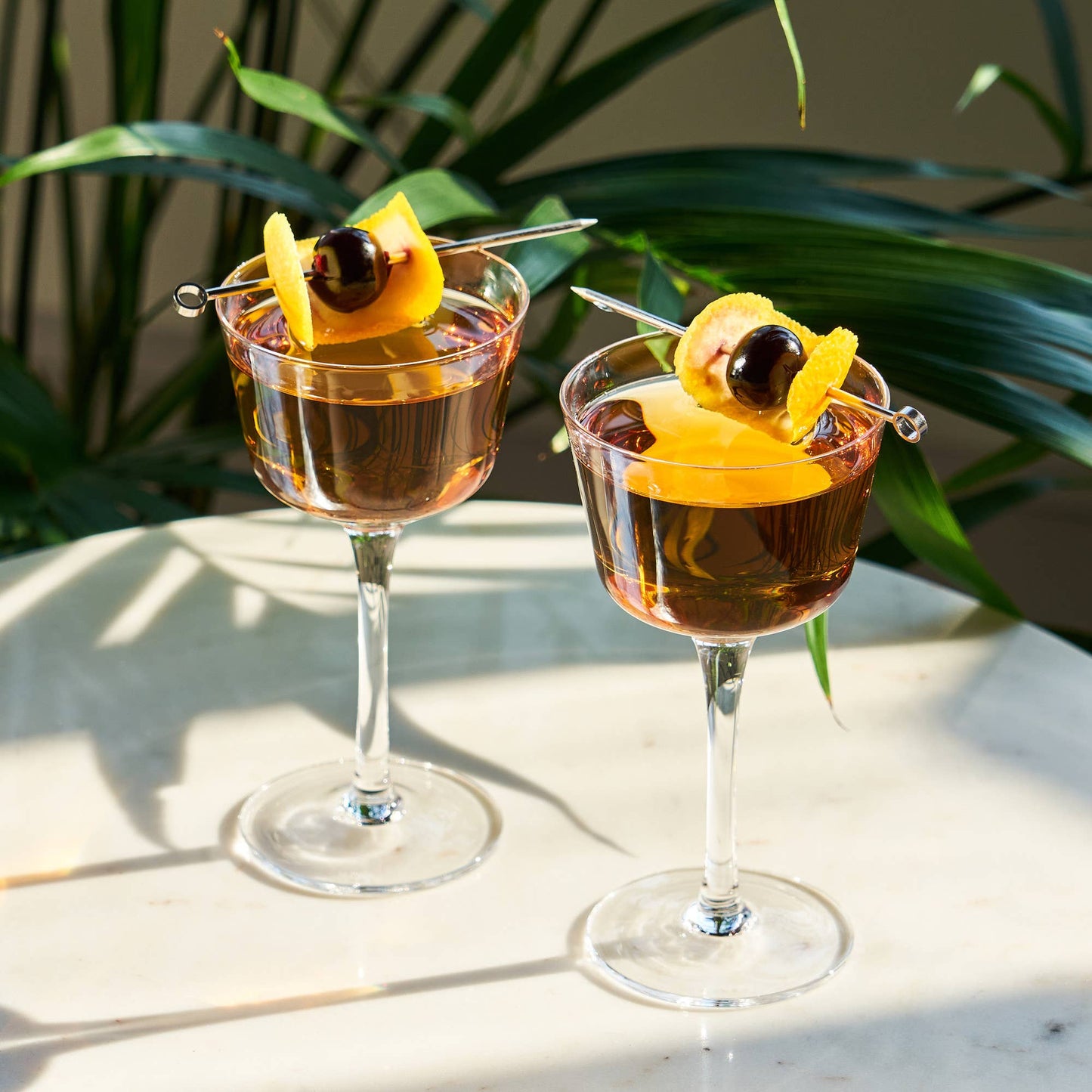 Raye™ Angled Crystal Nick and Nora Glasses - Viski - Set of 2