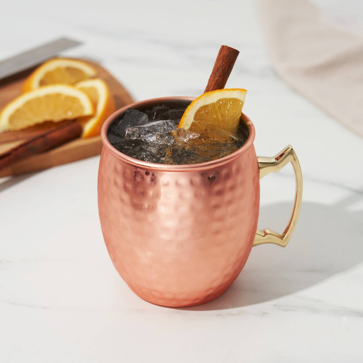 Moscow Mule 16 oz Hammered Copper Plated Mug - TRUE