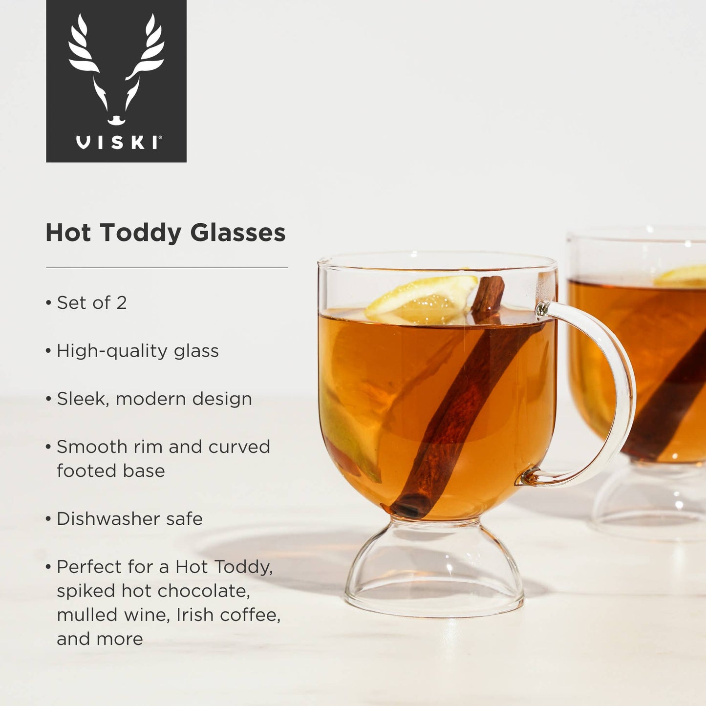 Raye™ Footed Glass Hot Toddy Mugs - Viski - Set of 2