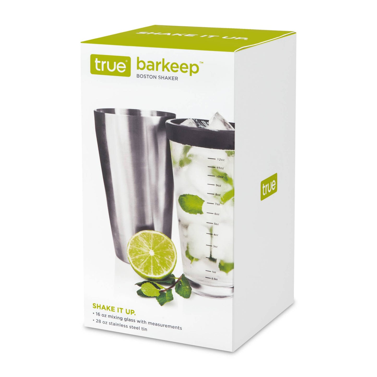 Barkeep Boston Shaker w Stainless Steel Tin and Mixing Glass - TRUE