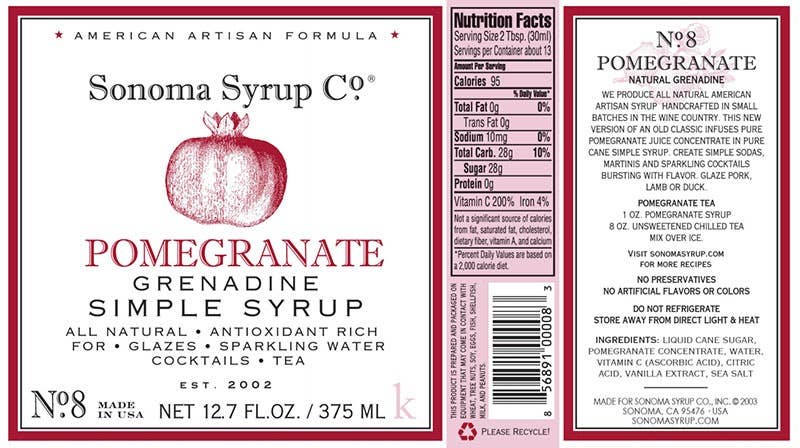 Pomegranate Simple Syrup - Sonoma Syrup Co. - 12.7 oz