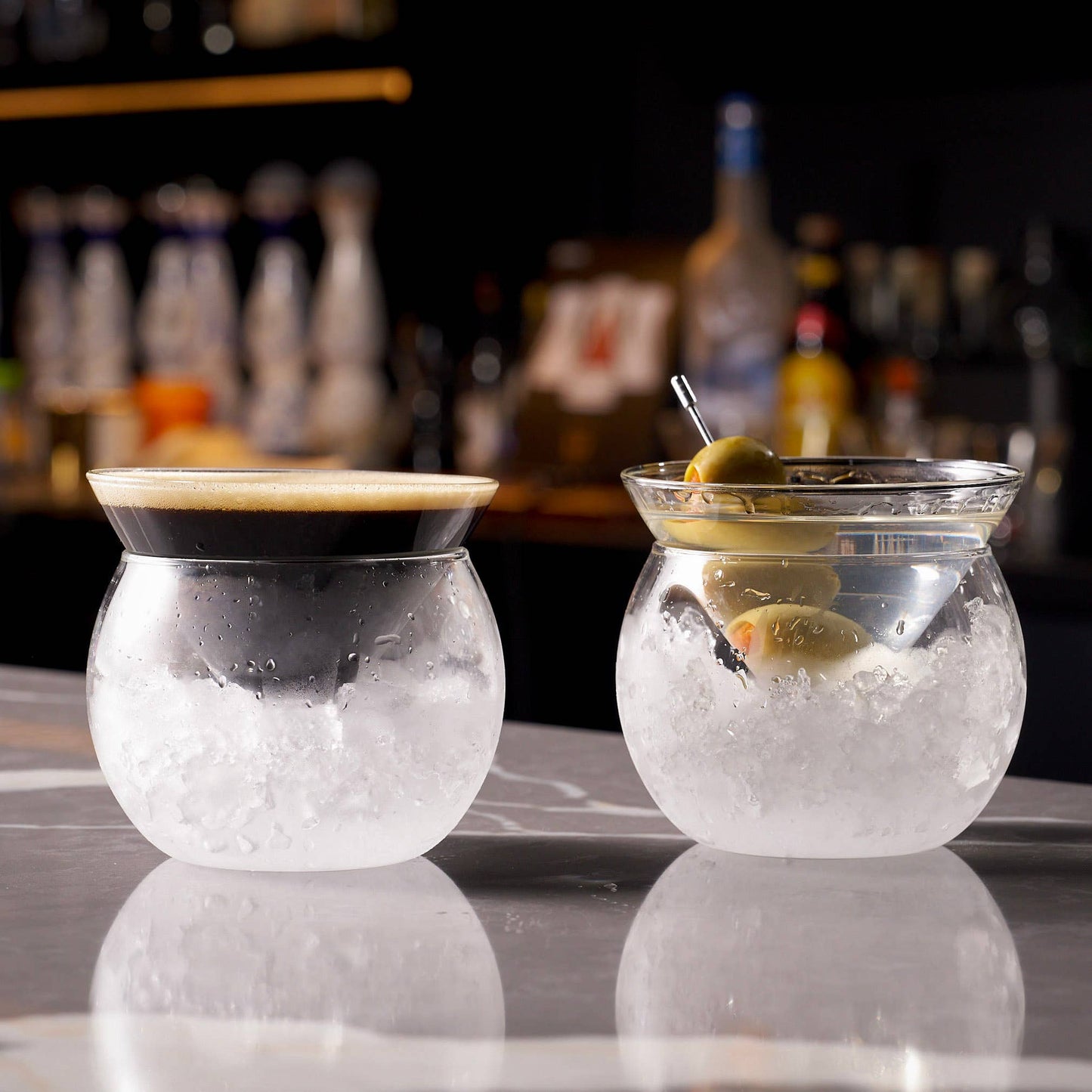 Stemless Martini Glasses with Chiller - Lemonsoda - 7oz