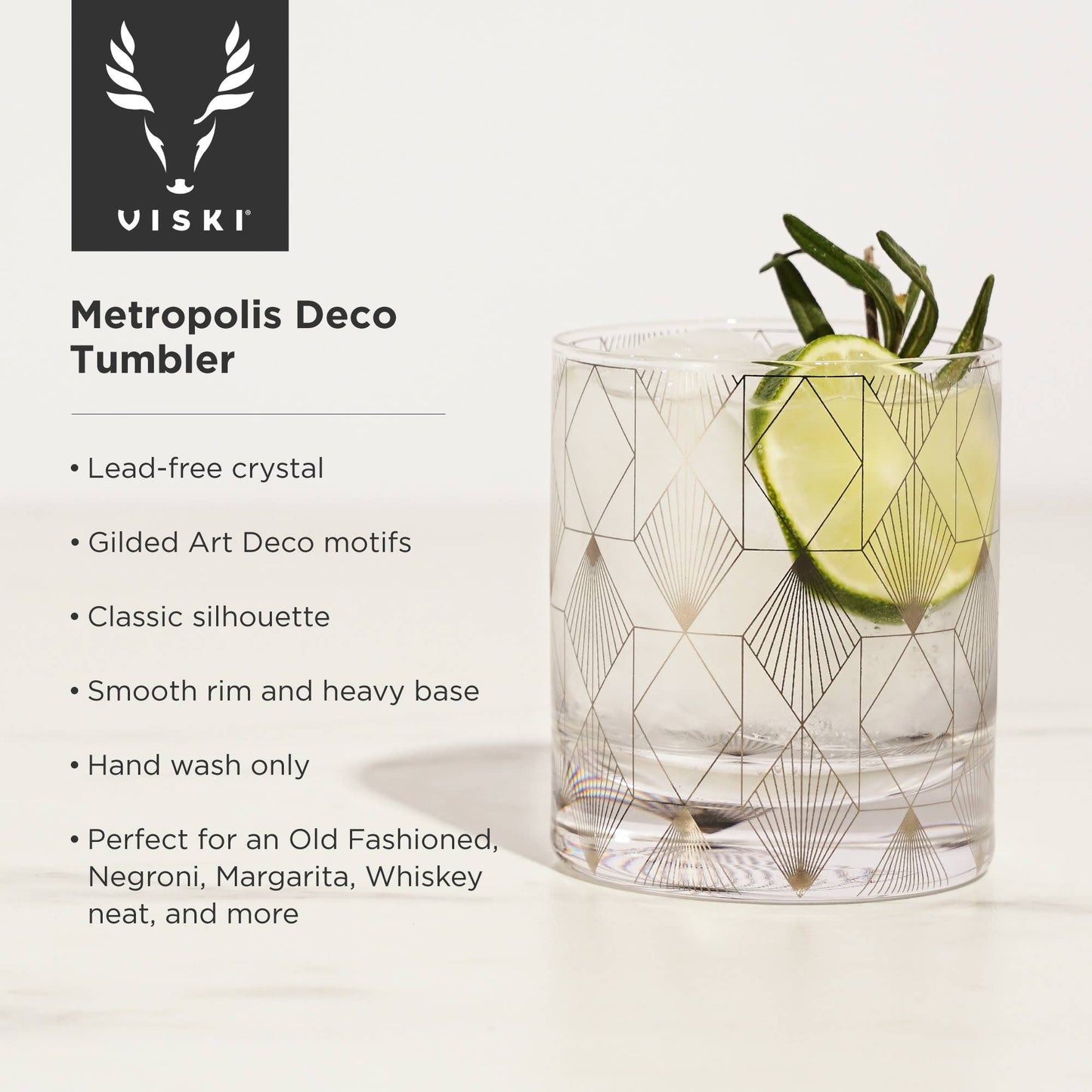 Metropolis Deco Crystal Tumbler - Viski
