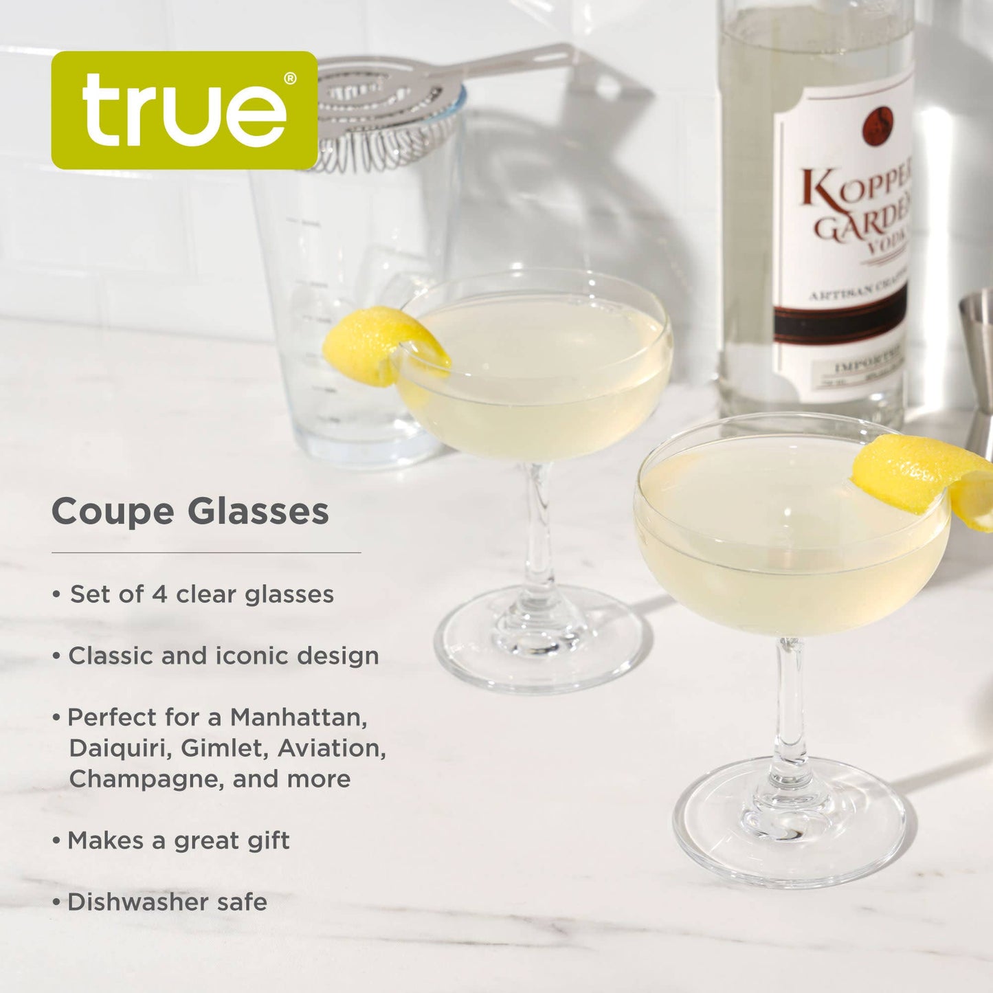 Coupe 7 oz Cocktail Glasses - TRUE - Set of 4