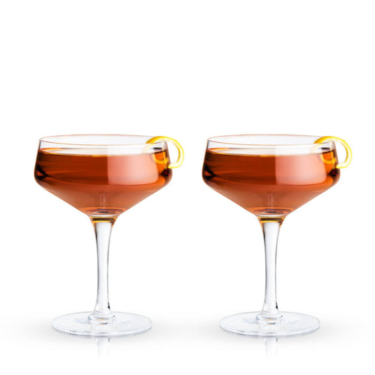 Raye™ Angled Crystal Coupe Glasses - Viski -Set of 2