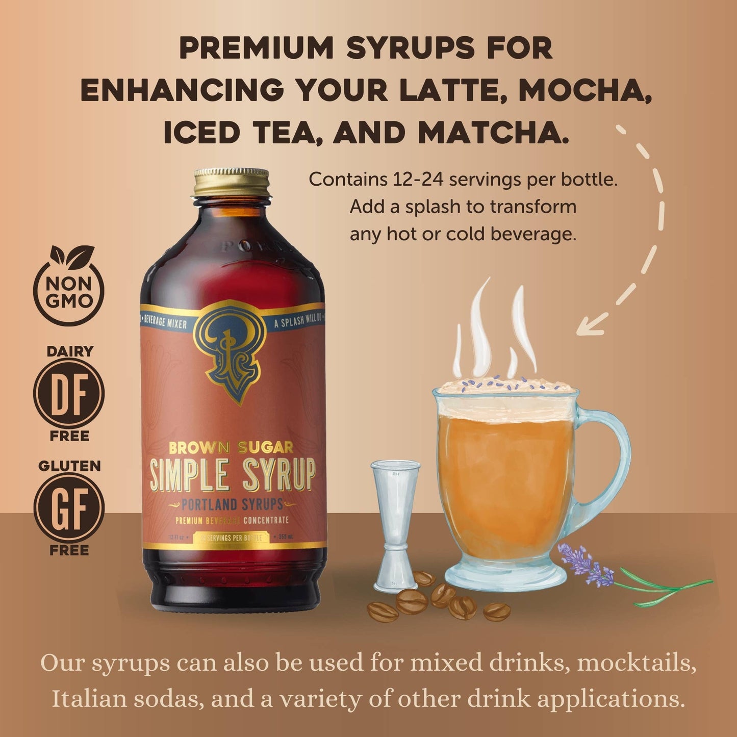 Brown Sugar Simple Syrup - Portland Syrups - 12 oz