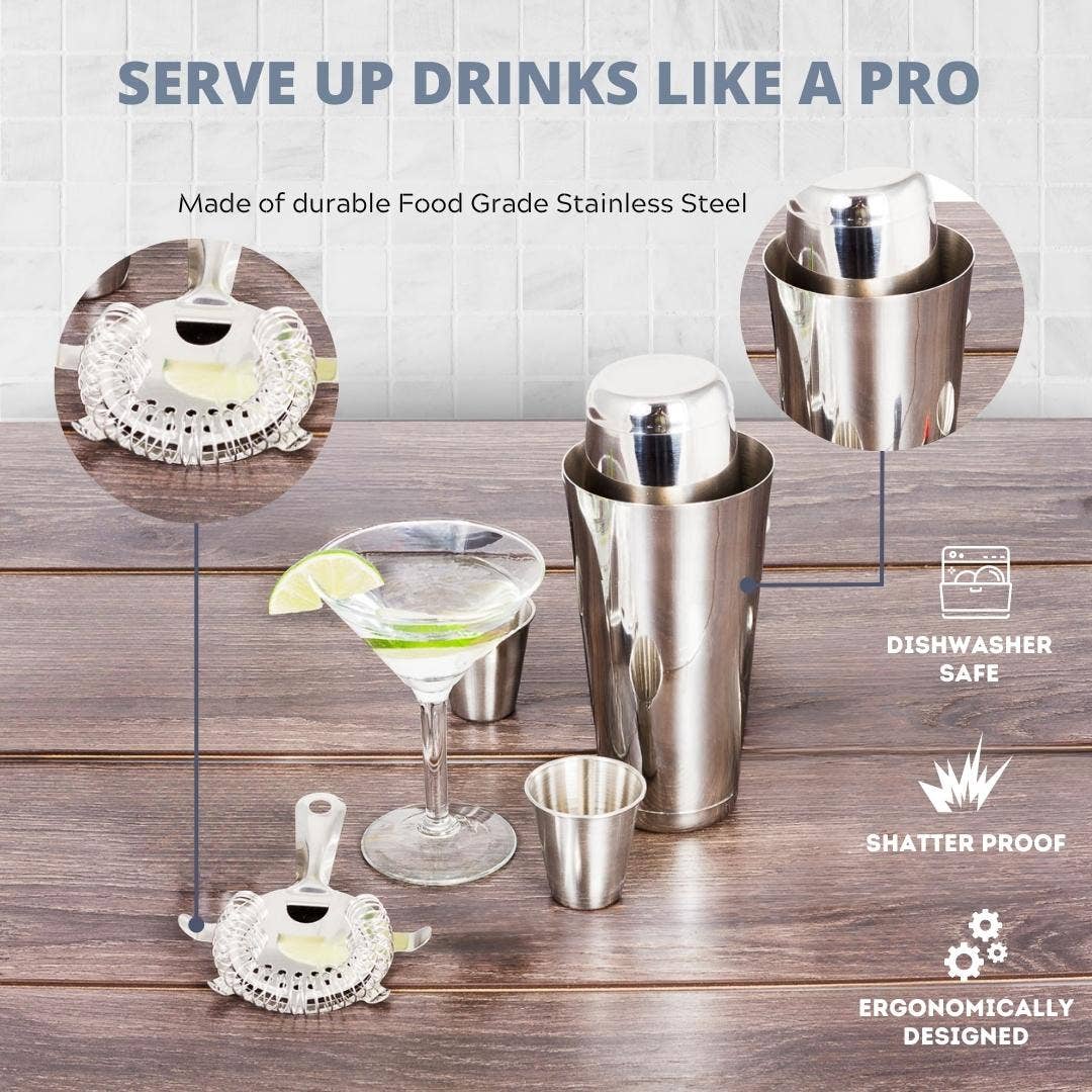 Classic 16 Piece Mixing Bar Set with Essential Barware Tools - Lexi Home